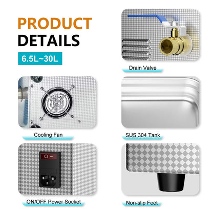 6.5L Vinyl Record Ultrasonic Cleaner with Bracket(Set) for Wash LP 12 Inch Records Label Saver Aluminum CNC Made 220V EU Plug