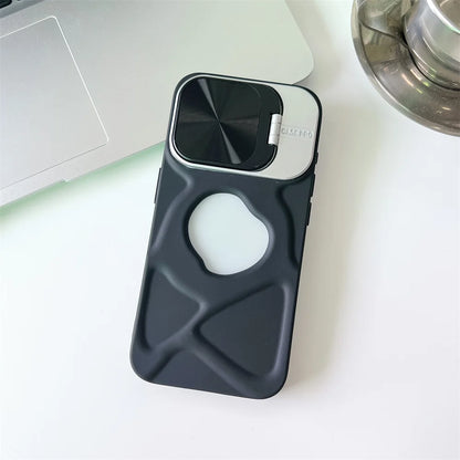 Fashion Logo Hole Magnetic Case for iPhone 17Air 12 13 14 15 16 17 Pro Max Plus Lens Protection Stand For Magsafe Silicone Cover