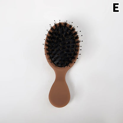 1Pcs Portable Mini Natural Boar Bristle Oval Hair Brush Comb Head Scalp Massage Comb Salon Hair Care Brush Styling Tool
