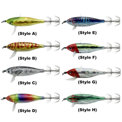 Horizontal wood Shrimp 5.5g Laser Luminous Floating Egi lure Squid Jigging Shrimp Octopus Cuttlefish Night Fishing Baits Sea