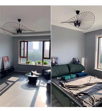 Italian Cross-border Nordic Straw Hat Lamp Fabric Restaurant Art Living Bedroom Designer Internet Celebrity Modern Simple Lamps