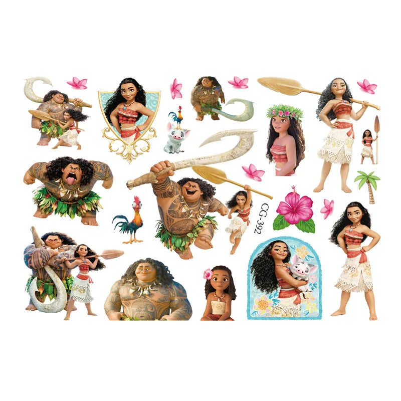 Moana 2 Disney Tattoo Stickers Children's Toys Cartoon Anime Kawaii Sticker Kids Birthday Party Decoration Boys Girls Cute Gifts