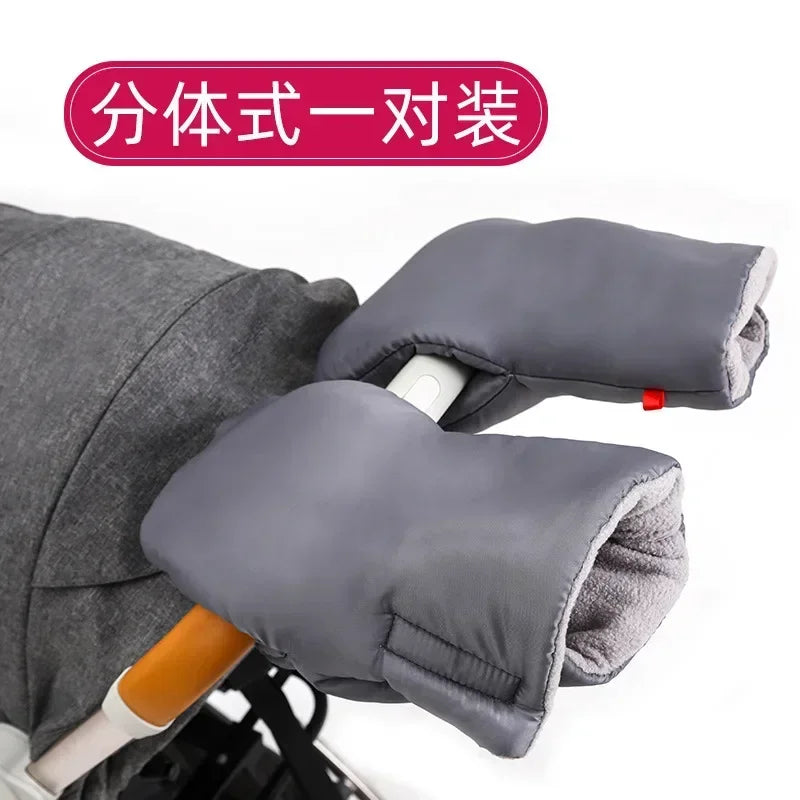 Baby Stroller Gloves Waterproof Warm Winter Antifreeze Mittens With Tissue Phone Bag Transparent Can Be Touch Screen