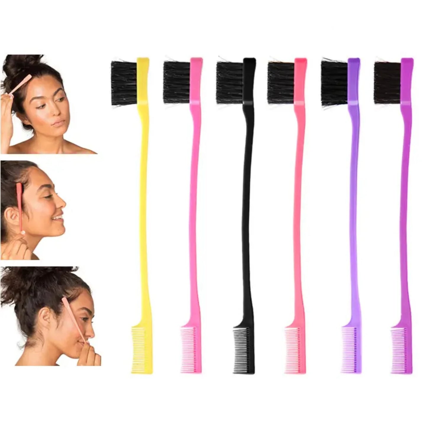 Multicolor Double Sided Edge Control Hair Comb for Precise Hair Styling and Eyebrow Grooming with Hairdressing Beauty Tools