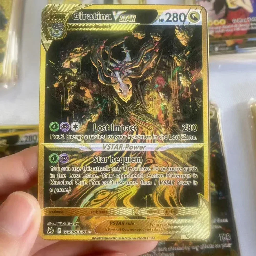 Pokémon 32er-Karten Goldmetall-Pokémon-Karten Englisch Harte Eisenkarten Mewtu Pikachu Gx Glurak Vmax Paket Spielkollektion