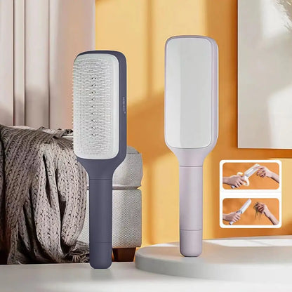 Large Massage Comb One-Key Self Cleaning Hair Brush Anti-static Scalp Massage Hair Comb Women Hairdressing Telescopic Comb