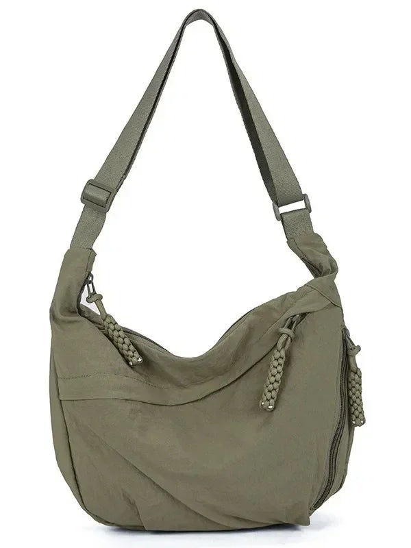 Trendy Women's Soft Cloth Shoulder Bag Solid Color Student Casual Style Big Handbags Crossbody Bags for Women Shoulder Hobos Bag