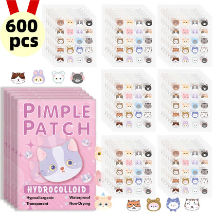 600pieces of cartoon cat acne patches, facial acne patches, concealer acne patches, and pimples patches. Ultra-thin and breathab