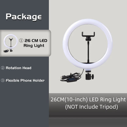 10" LED Selfie Ring Stuido Light Home Lighting Dimmable Round Lamp Tripod Trepied Makeup Selfie Ring Lamp Phone LIGHT FOR VIDEO