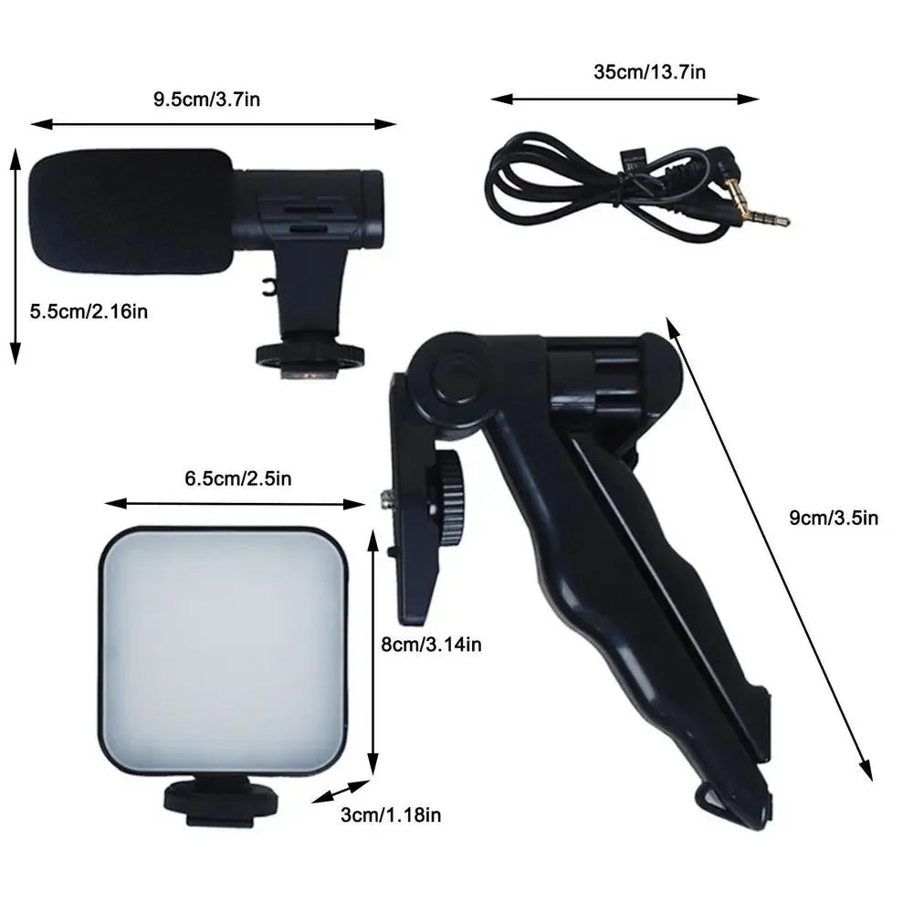Smartphone Vlogging Kit With Tripod Phone Holder Mini Microphone LED Fill Light Starter For TikTok Live Stream Video YouTube