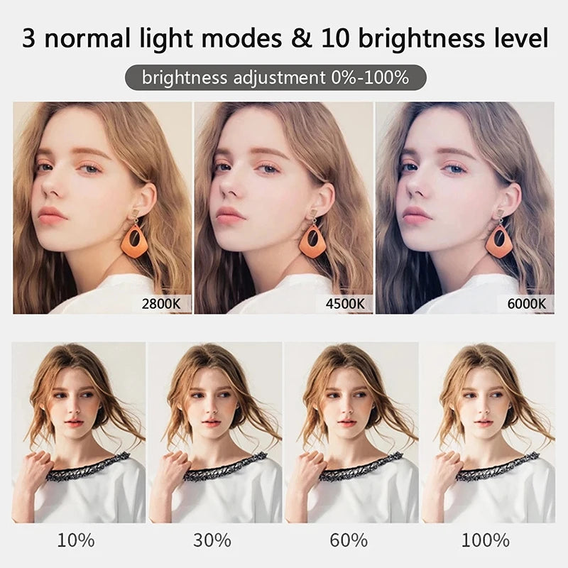 26/33cm LED Selfie Ring Light Dimmable Photography Fill Lighring with 50cm Tripod & Remote Control For Youtube Phone Video Live