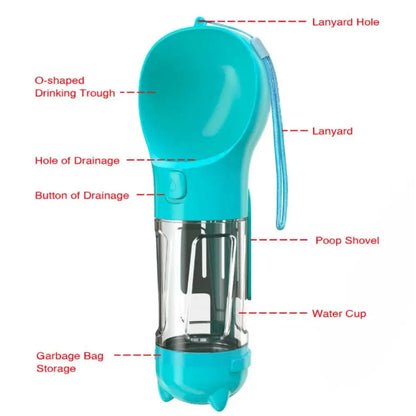 300/500ml Pet Water Food Dispenser 3 in 1 with Trash Bag Box and Shovel Pet Dog Water Bottle Leak Proof Dog Food Feeder