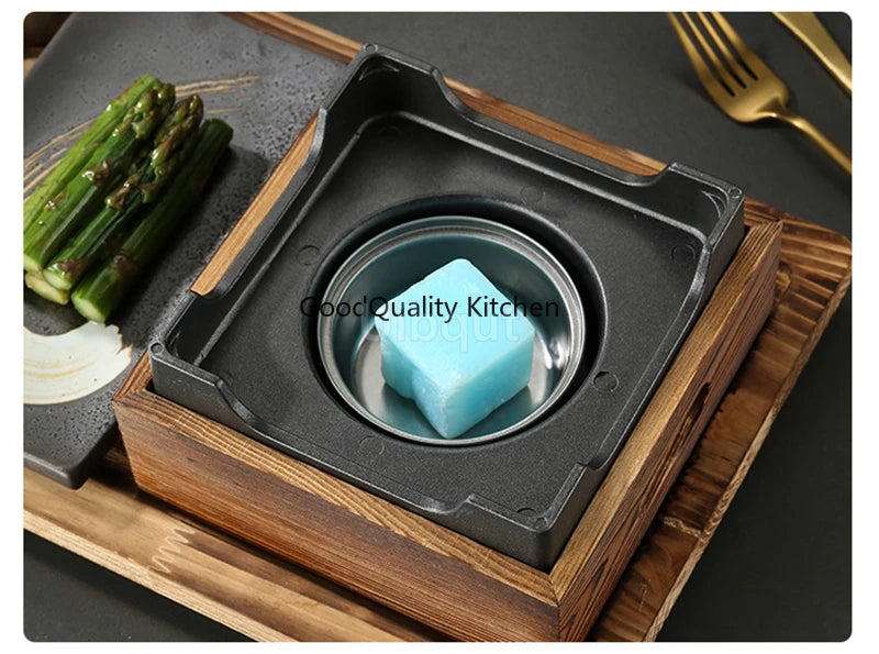 Dining room single and double tableware Cast iron barbecue plate Square alcohol oven baking tray Korean style barbecue stove set