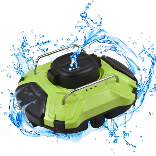 Cordless Robotic Pool Cleaner 30W Waterproof Dual-Drive Motors Automatic Pool Vacuum Self-Parking Rechargeable 200um Fine Filter