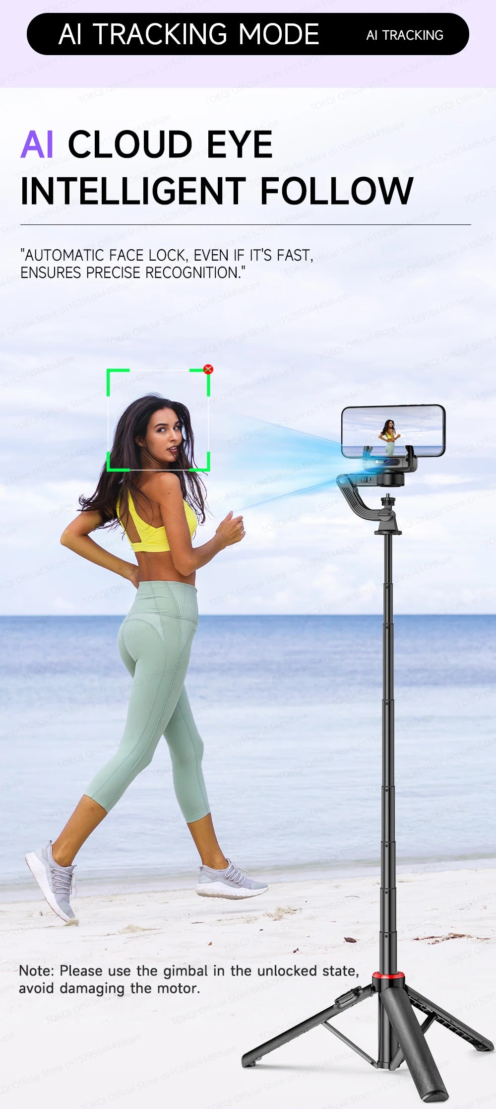 C22 AI Face Tracking Handheld Gimbal Stabiliser 360° Rotation Shoot Selfie Stick Tripod for Mobile Phone, 1/4'' Screw for Camera