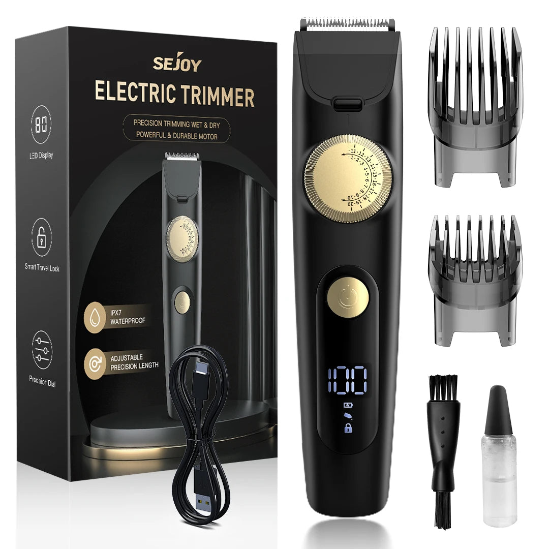 Sejoy Electric Hair Clipper,Rechargeable Hair Trimmer,IPX7 Waterproof,Adjustable Speed Barber Clippers For Men Professional