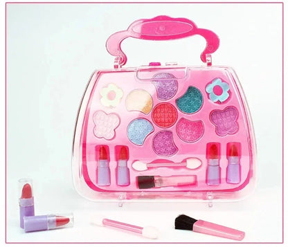 Girls Make Up Box Play House Toy Eye Shadow Little Girl Princess Makeup Cosmetics Handbag Funny Safe Water Soluble Birthday Gift