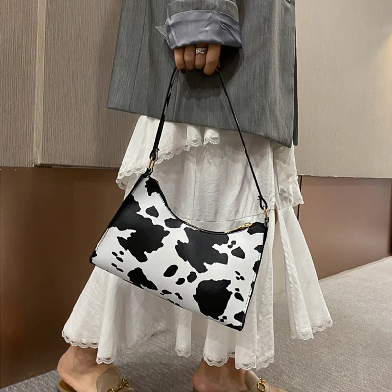 Fashion Zebra Print Women Luxury Handbag PU Leather Simple Underarm Shoulder Bags Female Daily Design Clutch Totes Purse Pouch