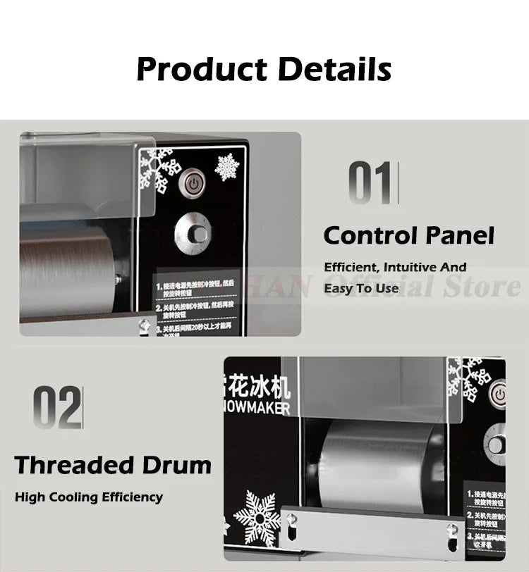 HomeWise 120KG/24H Korean Snowflake Ice Machine Commercial heavy duty Small Milk Mango Bingsu Shaver Smoothie Crusher 110V 220V