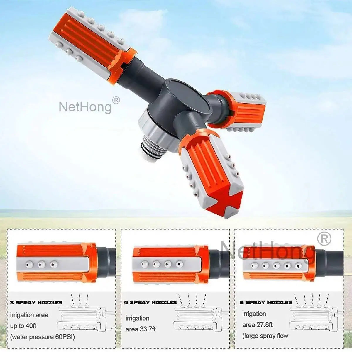 360° Water Sprinkler Lawn Irrigation Automatic Rotating For Garden Watering UK