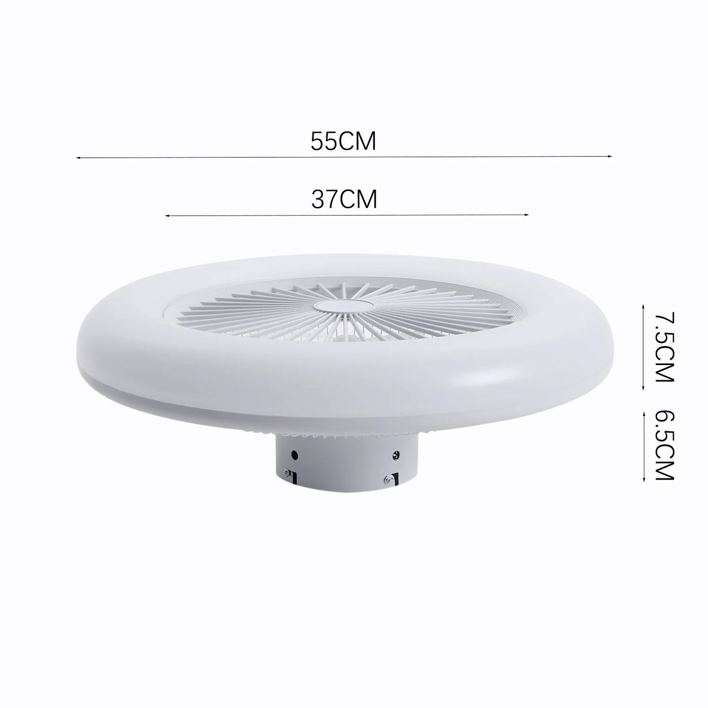 KOMORE Round Acrylic LED Ceiling Light Fan with Remote Control 3 Colour Temperature Memory Functions for Office, Living Room