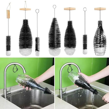 Soda Stream Bottle Brush With Beechwood Handle Glassware Jars Cleaner Kitchen Cleaning Tool Drink Bottle Cup Cleaning Brush