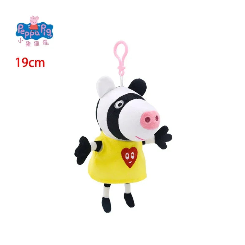 19CM Genuine Peppa Pig George Emily Candy Dennie Pedro Stuffed Plush Toys Keyring Animal Doll Pendant Children's Birthday Gifts