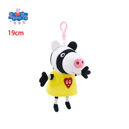 19CM Genuine Peppa Pig George Emily Candy Dennie Pedro Stuffed Plush Toys Keyring Animal Doll Pendant Children's Birthday Gifts