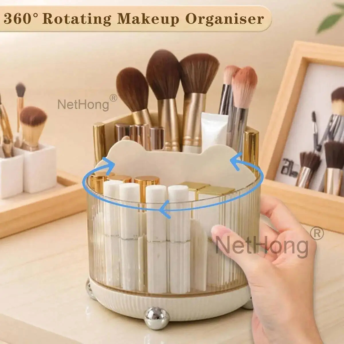 360° Rotating Pen Holder Desk Tidy Organizer Pencil Pot Makeup Brush Storage Box