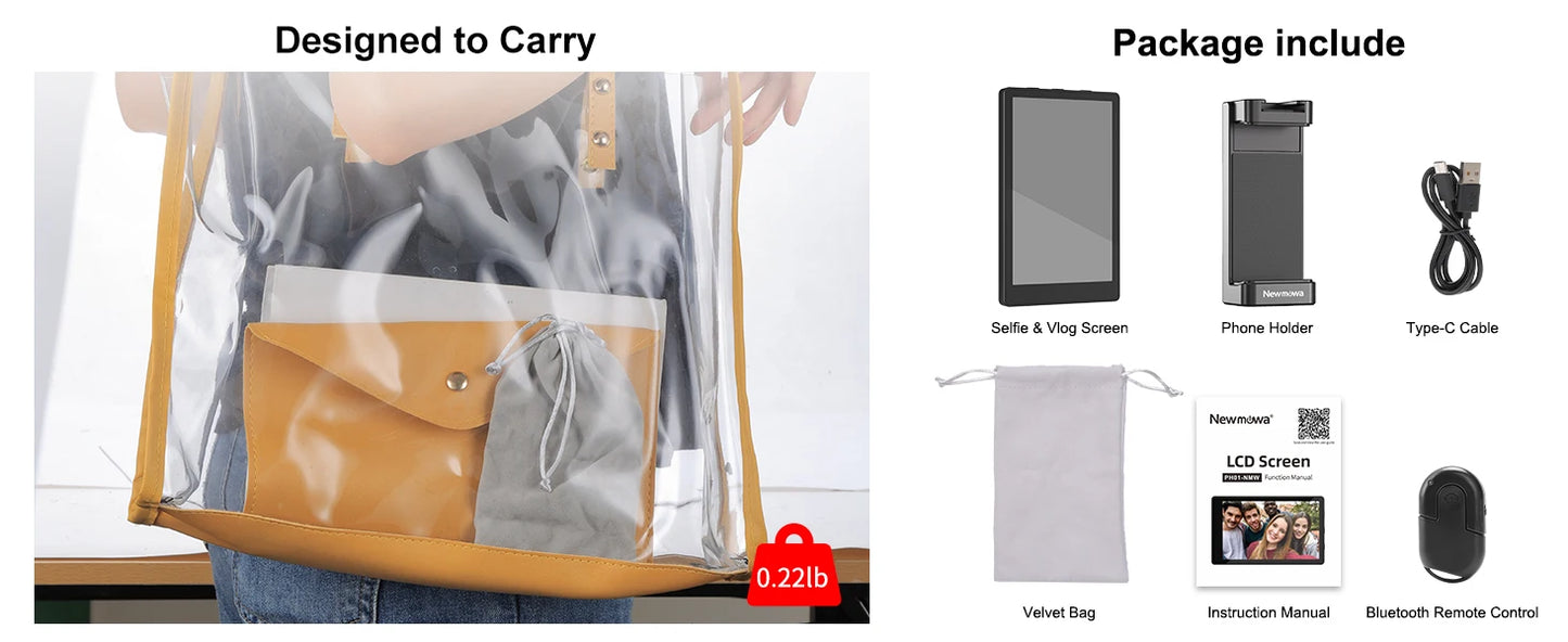 KingMa Monitor Screen using phone rear camera for Selfie Vlog or Live Stream TikTok Compatible with iPhone