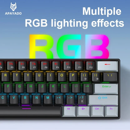 APAYADO K61 Keyboard 60% Portable Wired Mechanical Keyboard Wired 61 Keys Phantom RGB