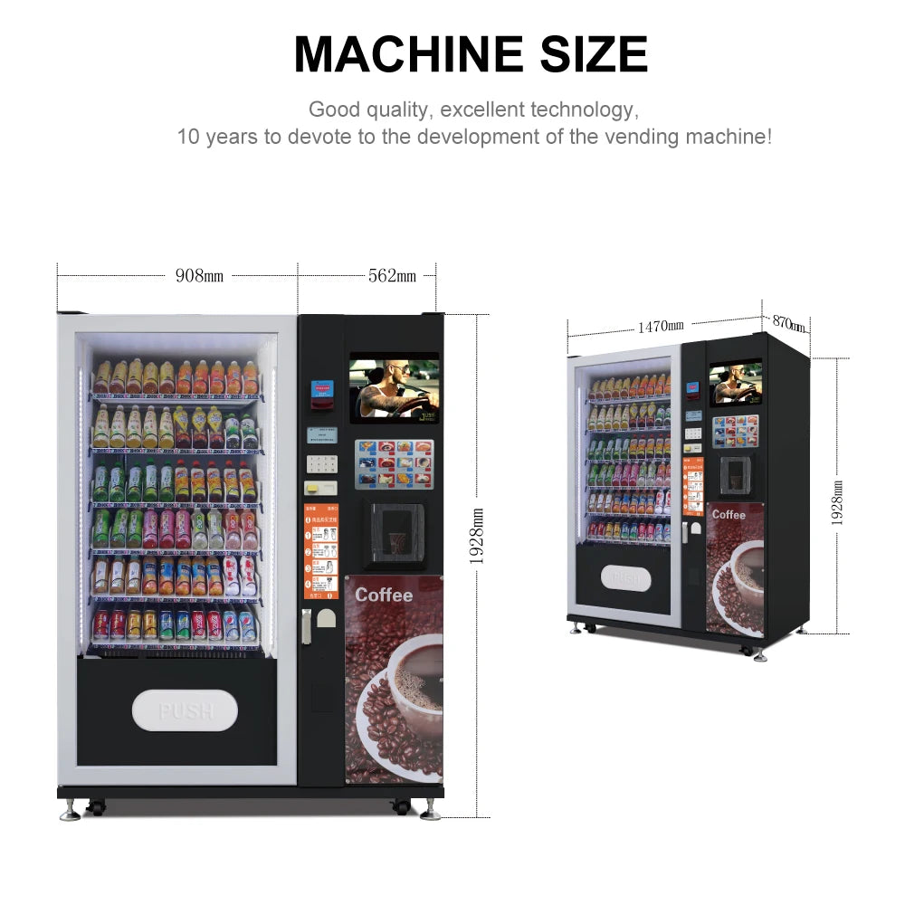 Automatic Coffee Vending Machine Drink Snacks Integrated Commercial with Snack Machines MDB System coffee machines With Grinder