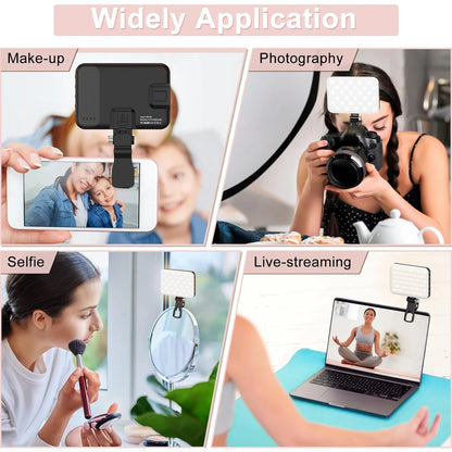 LED Selfie Light 60 High Power Rechargeable Clip Fill Video Light  for Phone iPad with Front & Back Clip Adjusted 3 Light Modes
