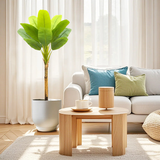 Bird of Paradise Artificial Plants Tree Tropical Faux Banana Silk Tree Fake Banana Leaf Plant with Stalks for Home Office Decor