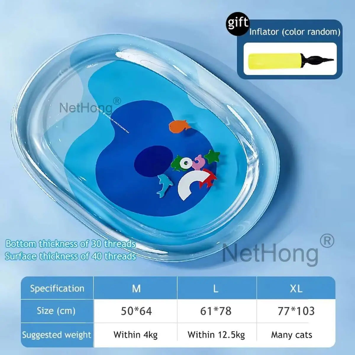 Tummy Time Mat Iatable Summer Cooling Pet Water Bed Cushion For Cats