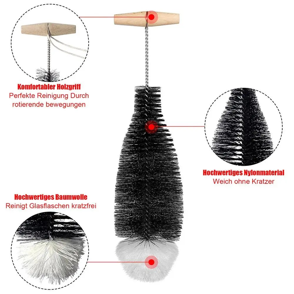 Soda Stream Bottle Brush With Beechwood Handle Glassware Jars Cleaner Kitchen Cleaning Tool Drink Wineglass Cup Cleaning Brush