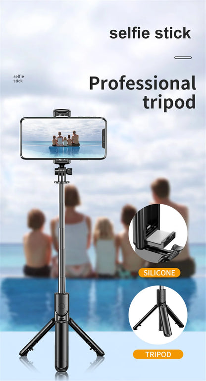 Wireless Selfie Stick Tripod Stand Bluetooth Remote Extendable Tripod for iPhone Mobile Phone Tiktok Live Streaming