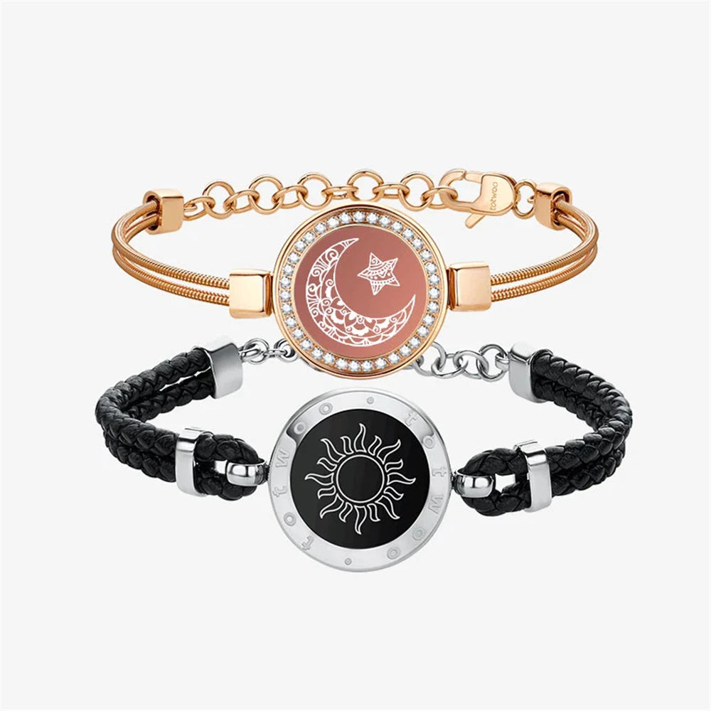 TOTWOO Long Distance Touch Bracelets for Couples ,Light up&Vibration Relationship Gifts for Lovers Smart Jewelry Love Bracelets