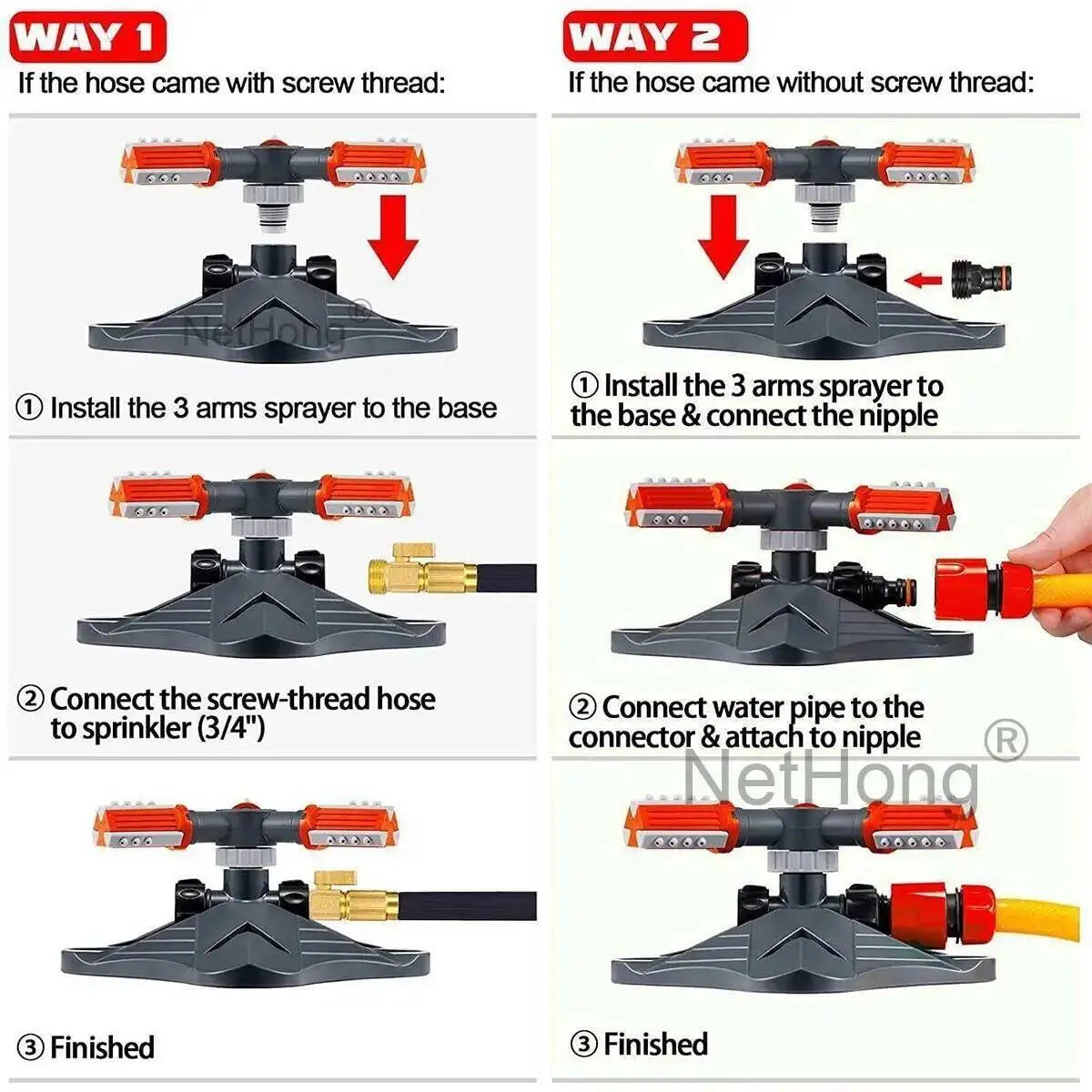 360° Water Sprinkler Lawn Irrigation Automatic Rotating For Garden Watering UK