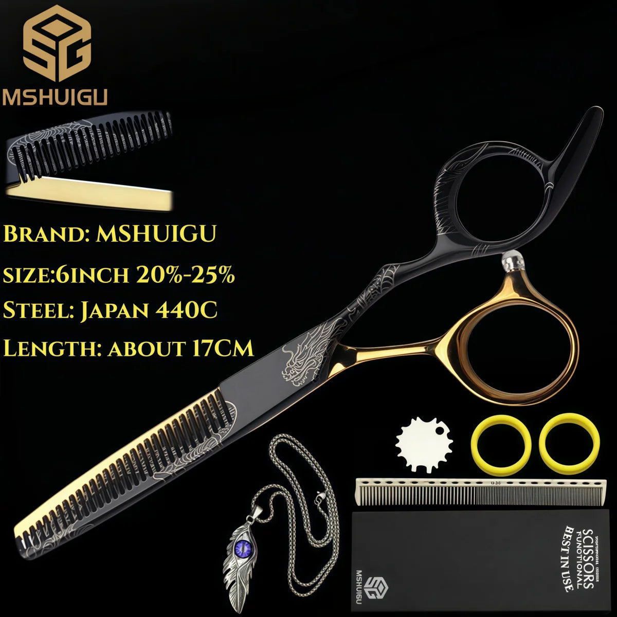 MSHUIGU professional barber Small size scissors 440C 5-5.5-6inch Multifunctional thinning shears Salon Tool Accessories