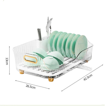 Dish Drying Rack Bowl Plate Storage Dish Drainer Rack with Drainboard for Kitchen Counter and Sink