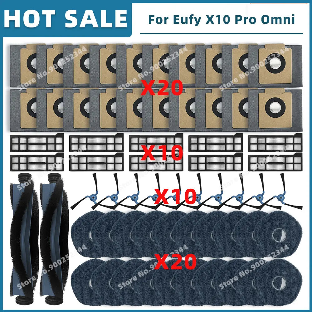 Compatible For Eufy X10 Pro Omni Replacement Parts Accessories Roller Side Brush Filter Mop Cloth Dust Bag