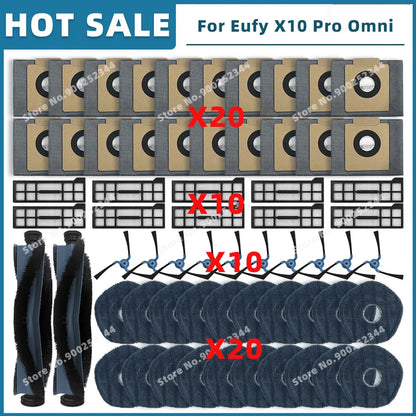 Compatible For Eufy X10 Pro Omni Replacement Parts Accessories Roller Side Brush Filter Mop Cloth Dust Bag