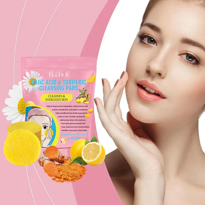 40/50pcs Turmeric Kojic Acid Cleansing Pads Exfoliating Pads Facial Sponges For Cleansing Exfoliating Daily Cleansing Skin Care