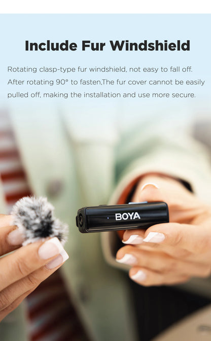 BOYA BOYALINK Wireless Lavalier Lapel Microphone for iPhone Android DSLR Camera Youtube Live Streaming Audio Recording Interview