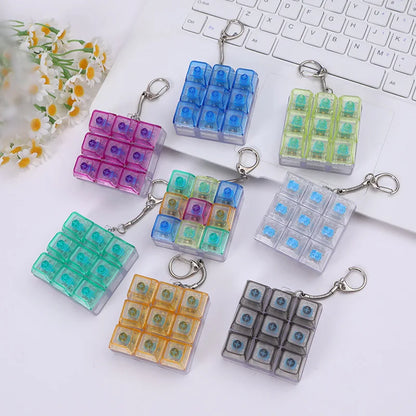 9-in-1 Keyboard Keychain Fidget Toy Decompression Button Finger Clicker Toys Stress Relief Keyboard Fidget Sensory Toys for kids