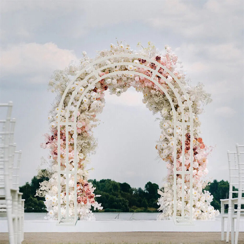 Heavy Strong White Metal Wedding Arch Garden Arbor Frame, Floral Backdrop Stand, Pergola for Indoor and Outdoor
