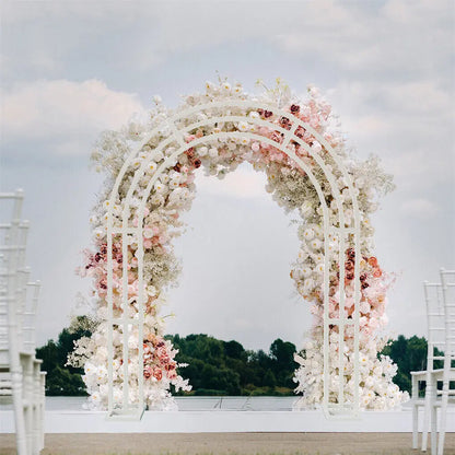 Heavy Strong White Metal Wedding Arch Garden Arbor Frame, Floral Backdrop Stand, Pergola for Indoor and Outdoor