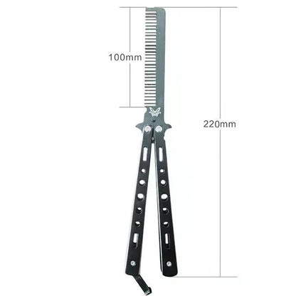 Folding Butterfly Comb for Men Portable Butterfly Training Comb Knife Foldable Trainer Pocket Flail Metal Knife Uncut Blade