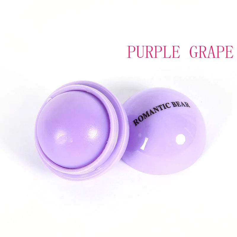 Fruit Flavor Lip Balm Cute Round Ball Pure Natural Plant Kids Baby Girls Lips Balm Moisturizing Romantic Bear